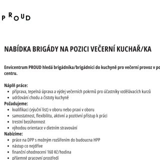HLEDÁME VÝPOMOC NA POZICI VEČERNÍ KUCHAŘ/KA