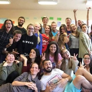 Arrival and Midterm meeting: Participants and lectors of training for volunteers.