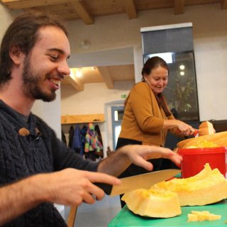 A comunity member - comunity afternoon in PROUD - pumpkin and quince chutney cooking. I had a chance to meet and new people and establish new relationshops.
