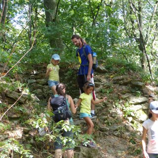 Exploring ruines of Prácheň castle with kids from Family workcamp.